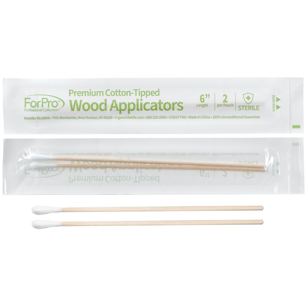 ForPro Premium Cotton-Tipped Wood Applicators - 200 Count Sterile Cotton Swabs with 6" Wood Handle, Individually Wrapped in Pairs for Medical, Personal Care, and Travel - görsel 5