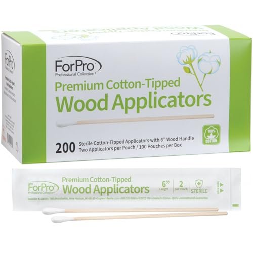 ForPro Premium Cotton-Tipped Wood Applicators - 200 Count Sterile Cotton Swabs with 6" Wood Handle, Individually Wrapped in Pairs for Medical, Personal Care, and Travel - görsel 2