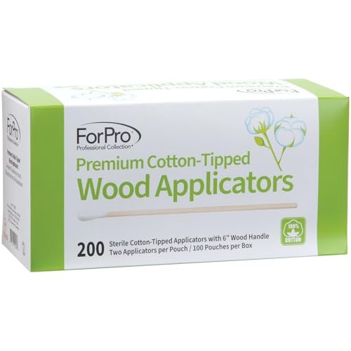 ForPro Premium Cotton-Tipped Wood Applicators - 200 Count Sterile Cotton Swabs with 6" Wood Handle, Individually Wrapped in Pairs for Medical, Personal Care, and Travel - görsel 8