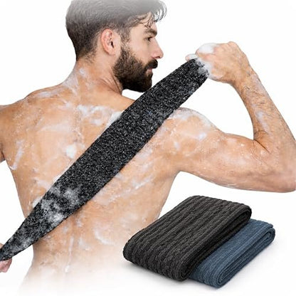 BLKSMITH 2-Pack Exfoliating Fiber Towels for Men – Deep Clean Bath & Shower Skin Care Avelisse