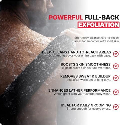 BLKSMITH 2-Pack Exfoliating Fiber Towels for Men – Deep Clean Bath & Shower Skin Care Avelisse