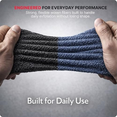 BLKSMITH 2-Pack Exfoliating Fiber Towels for Men – Deep Clean Bath & Shower Skin Care Avelisse