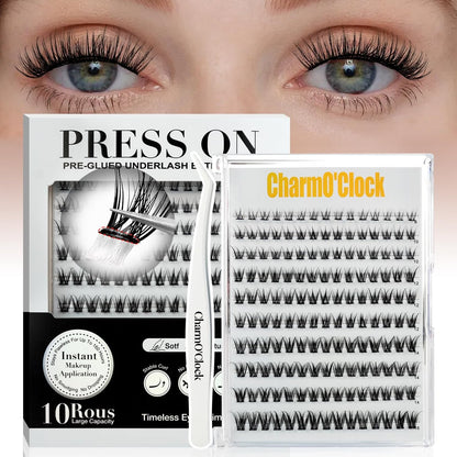 Self Adhesive Eyelashes - 150pcs No Glue Needed Eyelash Extensions 8-16mm Pre-Glued Lashes with Applicator Tweezers, Reusable Fake Eyelashes Clusters for Natural & Dramatic Looks for Beginners Avelisse