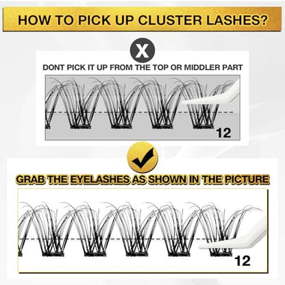 Self Adhesive Eyelashes - 150pcs No Glue Needed Eyelash Extensions 8-16mm Pre-Glued Lashes with Applicator Tweezers, Reusable Fake Eyelashes Clusters for Natural & Dramatic Looks for Beginners Avelisse