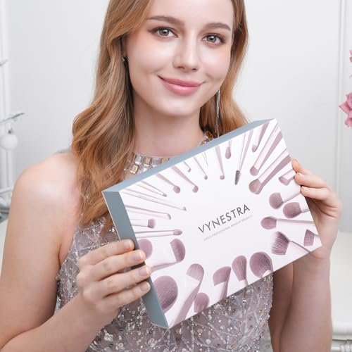 VYNESTRA 30-Piece Pro Grade Makeup Brush Set – Dense Ultra Soft Synthetic Bristles, Elegant Design for Foundation, Face Blending, Powder, Contour, Bronzer, Highlight, Concealer, Eyeshadow Avelisse