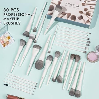 VYNESTRA 30-Piece Pro Grade Makeup Brush Set – Dense Ultra Soft Synthetic Bristles, Elegant Design for Foundation, Face Blending, Powder, Contour, Bronzer, Highlight, Concealer, Eyeshadow Avelisse