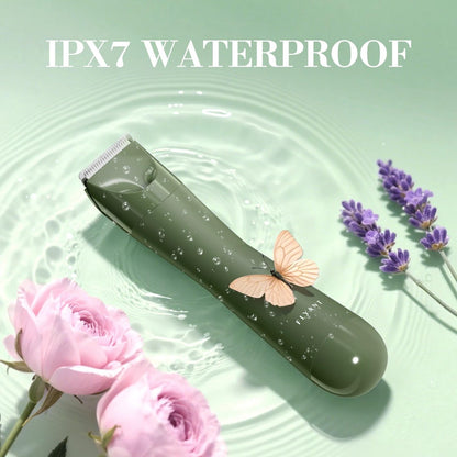 Flyant Bikini Trimmer for Women – 2 in 1 Electric Shaver, IPX7 Waterproof, LED Light, Rechargeable, Leaf Green Avelisse
