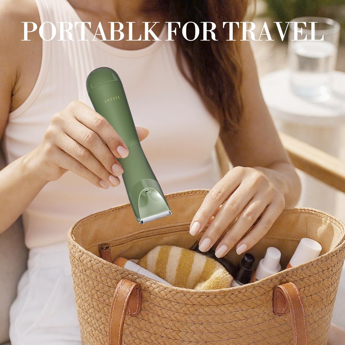 Flyant Bikini Trimmer for Women – 2 in 1 Electric Shaver, IPX7 Waterproof, LED Light, Rechargeable, Leaf Green Avelisse