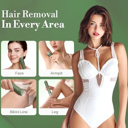 Flyant Bikini Trimmer for Women – 2 in 1 Electric Shaver, IPX7 Waterproof, LED Light, Rechargeable, Leaf Green Avelisse