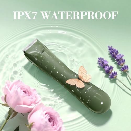 Flyant Bikini Trimmer for Women – 2 in 1 Electric Shaver, IPX7 Waterproof, LED Light, Rechargeable, Leaf Green Avelisse