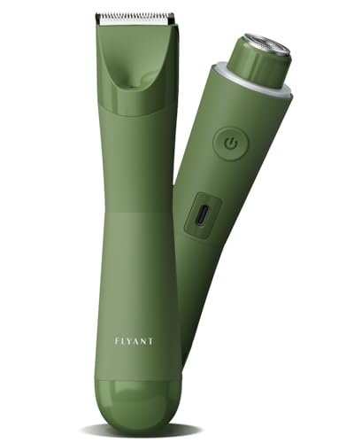 Flyant Bikini Trimmer for Women – 2 in 1 Electric Shaver, IPX7 Waterproof, LED Light, Rechargeable, Leaf Green Avelisse