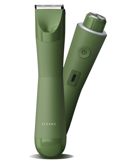 Flyant Bikini Trimmer for Women – 2 in 1 Electric Shaver, IPX7 Waterproof, LED Light, Rechargeable, Leaf Green Avelisse