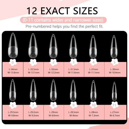 COLOURSMILE Long Stiletto Full Cover Nail Tips - 216pcs Pre-Shaped Gelly Press on Nails, 12 Sizes for Acrylic French Extension, DIY & Salon - görsel 16