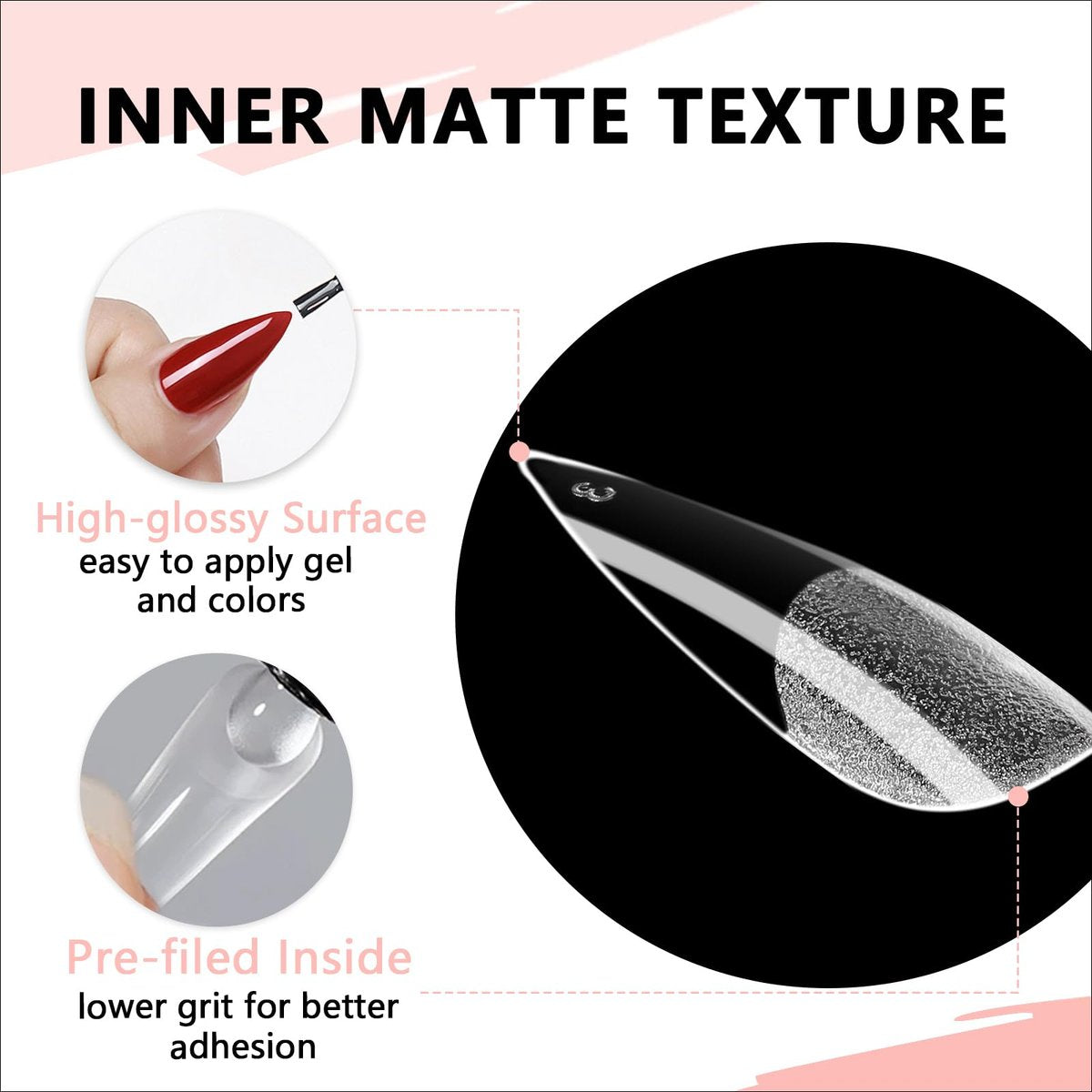 COLOURSMILE Long Stiletto Full Cover Nail Tips - 216pcs Pre-Shaped Gelly Press on Nails, 12 Sizes for Acrylic French Extension, DIY & Salon - görsel 13