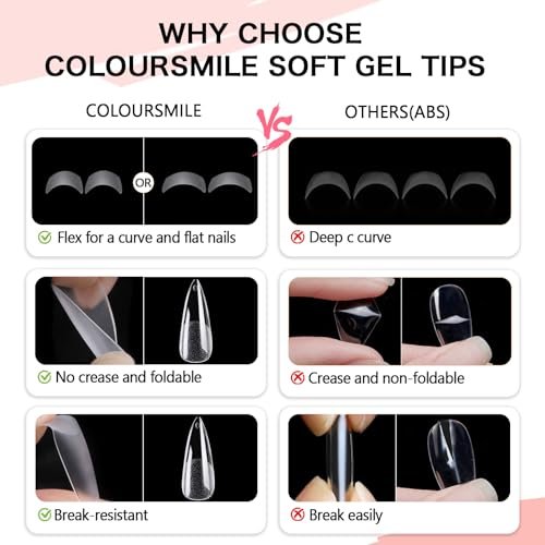 COLOURSMILE Long Stiletto Full Cover Nail Tips - 216pcs Pre-Shaped Gelly Press on Nails, 12 Sizes for Acrylic French Extension, DIY & Salon - görsel 12