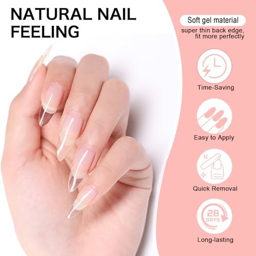 COLOURSMILE Long Stiletto Full Cover Nail Tips - 216pcs Pre-Shaped Gelly Press on Nails, 12 Sizes for Acrylic French Extension, DIY & Salon - görsel 8