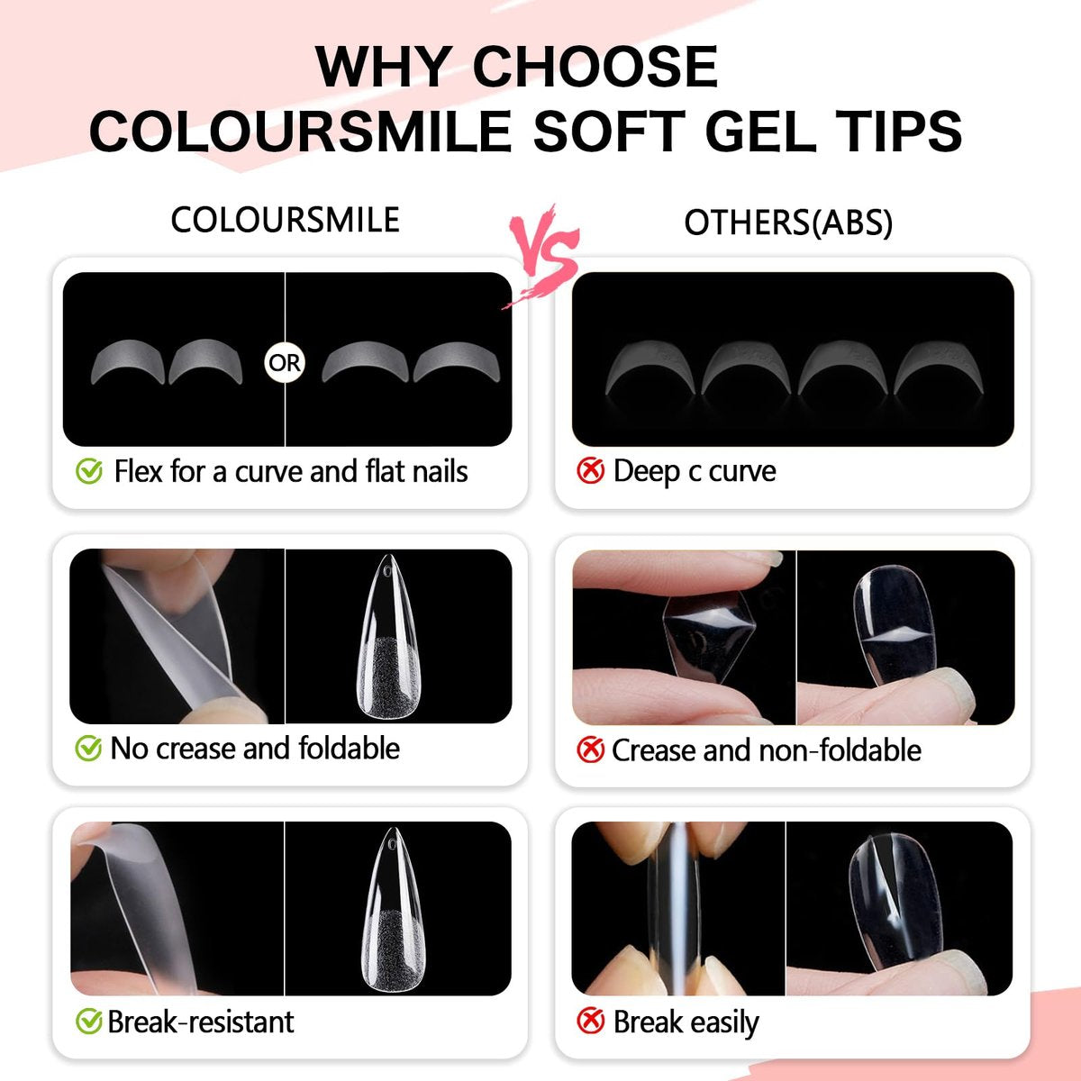 COLOURSMILE Long Stiletto Full Cover Nail Tips - 216pcs Pre-Shaped Gelly Press on Nails, 12 Sizes for Acrylic French Extension, DIY & Salon - görsel 11