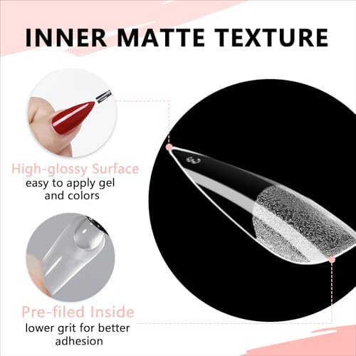 COLOURSMILE Long Stiletto Full Cover Nail Tips - 216pcs Pre-Shaped Gelly Press on Nails, 12 Sizes for Acrylic French Extension, DIY & Salon - görsel 14