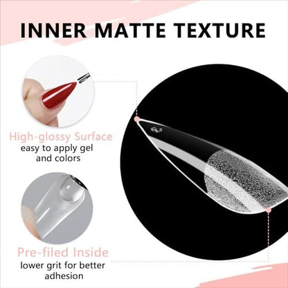 COLOURSMILE Long Stiletto Full Cover Nail Tips - 216pcs Pre-Shaped Gelly Press on Nails, 12 Sizes for Acrylic French Extension, DIY & Salon