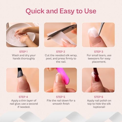 Silk Wrap for Nails 46cm Cracked Nail Repair Kit - Fingernail Repair Patches for Splits, Cracks and Chips - Broken or Damaged Nail Bandages in Mesh Sheets for Natural or Gel Manicures - görsel 10