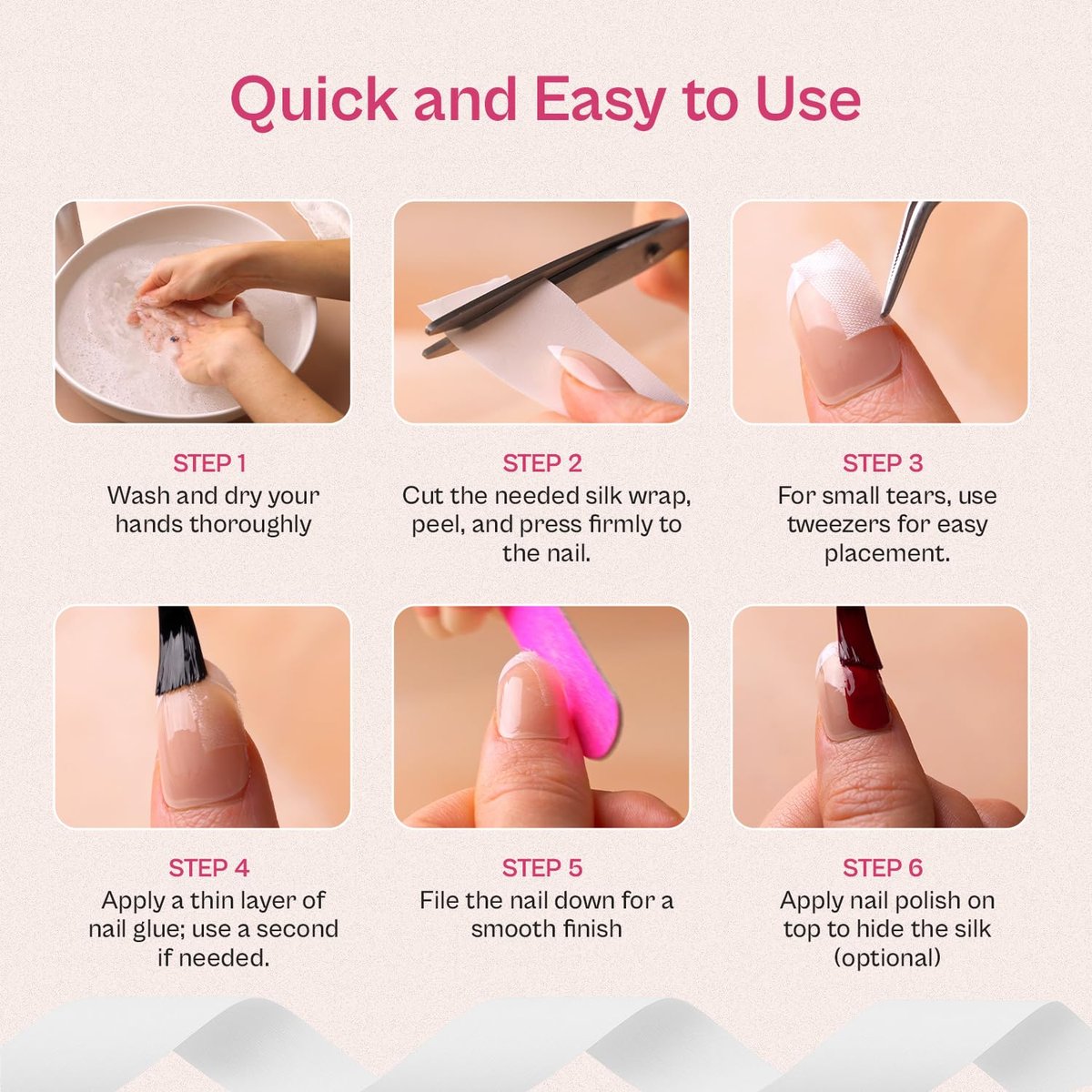 Silk Wrap for Nails 46cm Cracked Nail Repair Kit - Fingernail Repair Patches for Splits, Cracks and Chips - Broken or Damaged Nail Bandages in Mesh Sheets for Natural or Gel Manicures - görsel 9