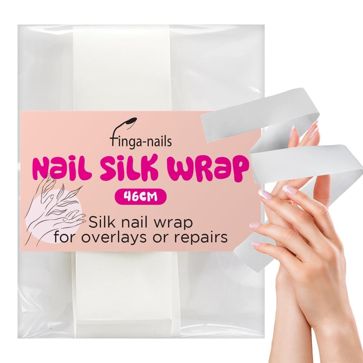 Silk Wrap for Nails 46cm Cracked Nail Repair Kit - Fingernail Repair Patches for Splits, Cracks and Chips - Broken or Damaged Nail Bandages in Mesh Sheets for Natural or Gel Manicures - görsel 1