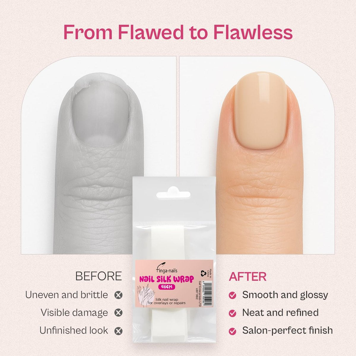 Silk Wrap for Nails 46cm Cracked Nail Repair Kit - Fingernail Repair Patches for Splits, Cracks and Chips - Broken or Damaged Nail Bandages in Mesh Sheets for Natural or Gel Manicures - görsel 5