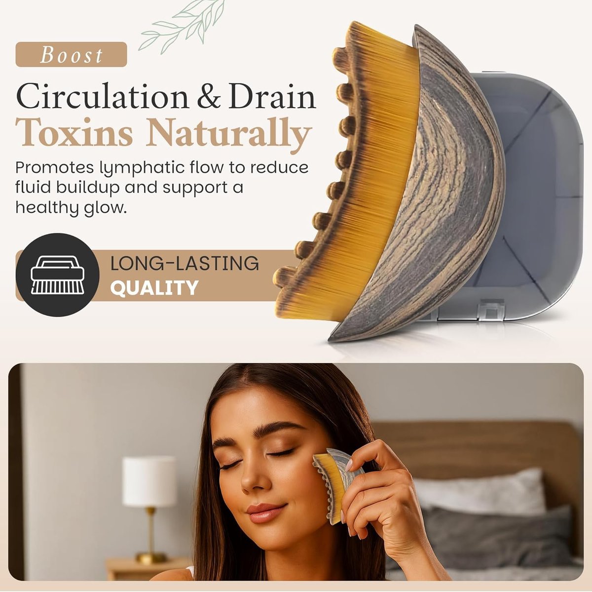 Liwraa Lymphatic Contour Face Brush, 2026 Version - Ergonomically Designed Facial Dry Brush for Depuffing, Lifting & Sculpting, Soft Bristles, 2 Pack Avelisse