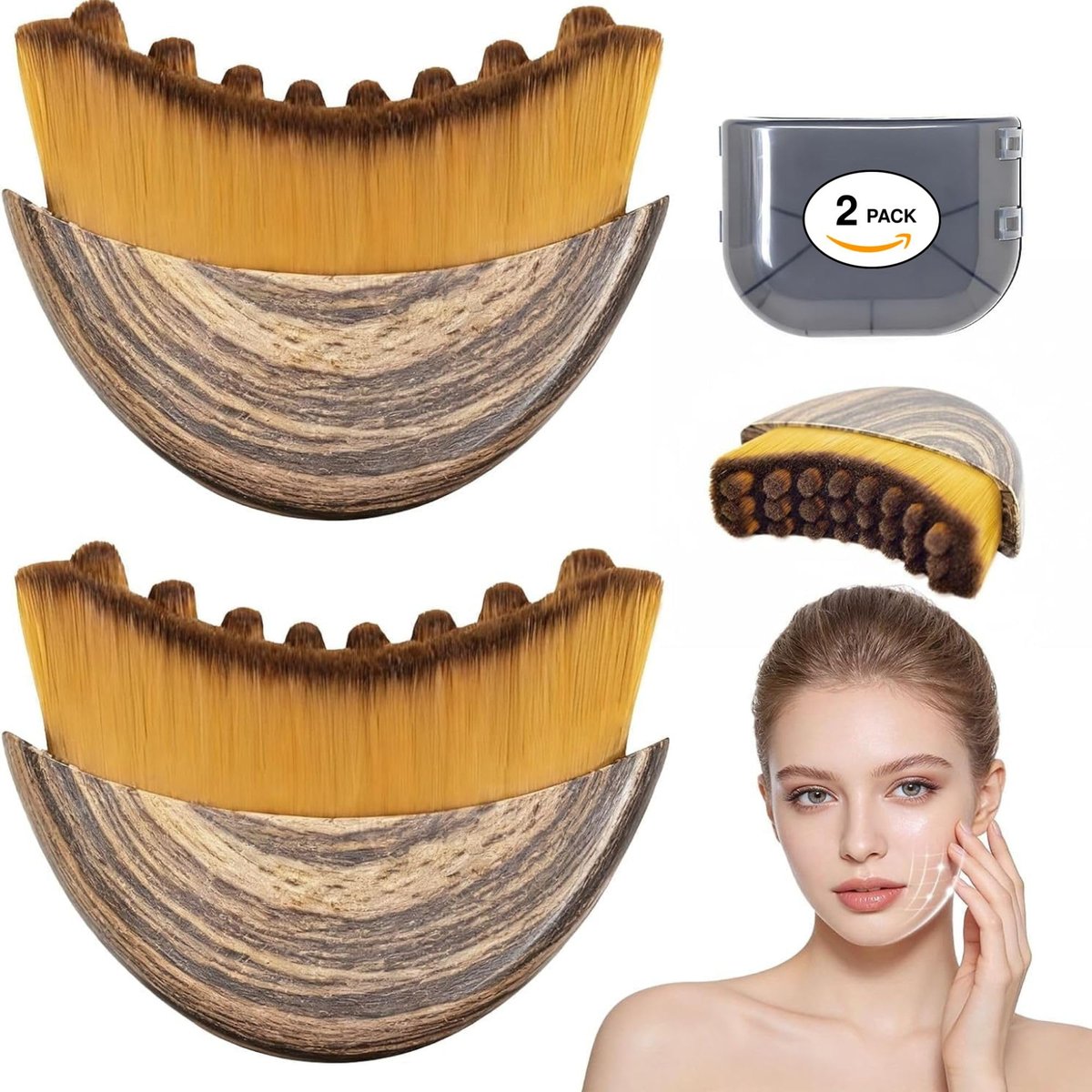 Liwraa Lymphatic Contour Face Brush, 2026 Version - Ergonomically Designed Facial Dry Brush for Depuffing, Lifting & Sculpting, Soft Bristles, 2 Pack Avelisse