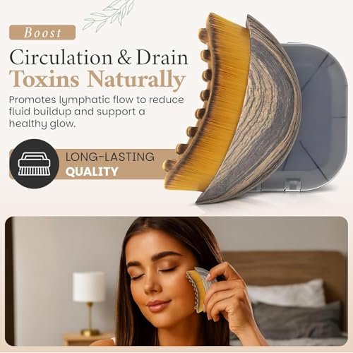 Liwraa Lymphatic Contour Face Brush, 2026 Version - Ergonomically Designed Facial Dry Brush for Depuffing, Lifting & Sculpting, Soft Bristles, 2 Pack Avelisse