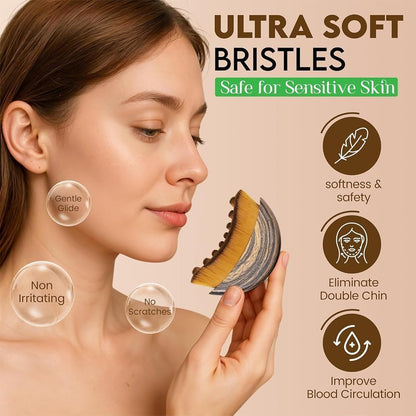 Liwraa Lymphatic Contour Face Brush, 2026 Version - Ergonomically Designed Facial Dry Brush for Depuffing, Lifting & Sculpting, Soft Bristles, 2 Pack Avelisse