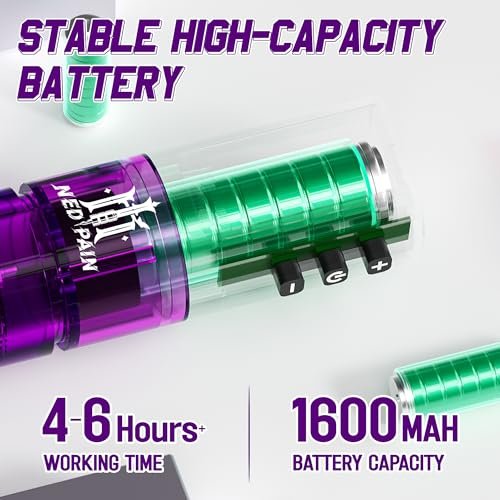 NEDPAIN Adjustable Wireless Tattoo Machine Pen Set - 1.47 Inch Screen, 1600mAh, 10V/10000 RPM, Memory Function - Complete Wireless Tattoo Gun Kit for Beginners and Artists (Violet) Avelisse