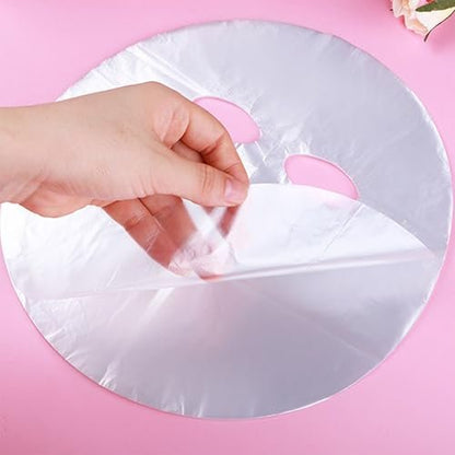 400-Pack Disposable Face Mask Sheets - Transparent Plastic Facial Wrap for Enhanced Skincare & At-Home Spa