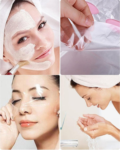 400-Pack Disposable Face Mask Sheets - Transparent Plastic Facial Wrap for Enhanced Skincare & At-Home Spa