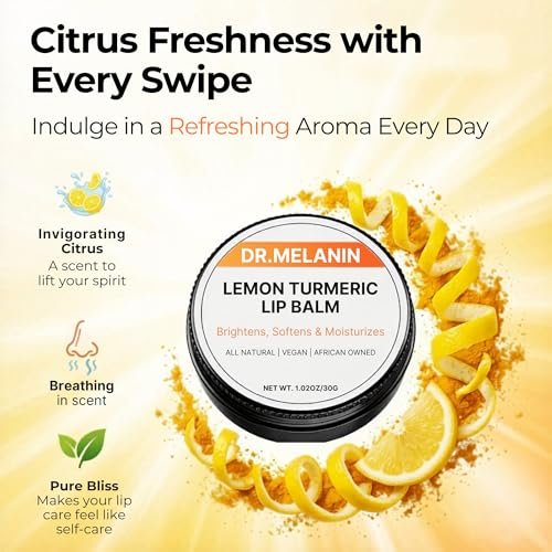 Dr. Melanin Lemon Turmeric Lip Balm for Dark Lips - Dermatologist-Founded Natural Moisturizer, Brightens & Evens Lip Tone, Vegan, 1.02 oz - görsel 14