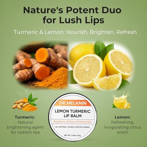 Dr. Melanin Lemon Turmeric Lip Balm for Dark Lips - Dermatologist-Founded Natural Moisturizer, Brightens & Evens Lip Tone, Vegan, 1.02 oz - görsel 10