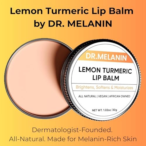 Dr. Melanin Lemon Turmeric Lip Balm for Dark Lips - Dermatologist-Founded Natural Moisturizer, Brightens & Evens Lip Tone, Vegan, 1.02 oz - görsel 4