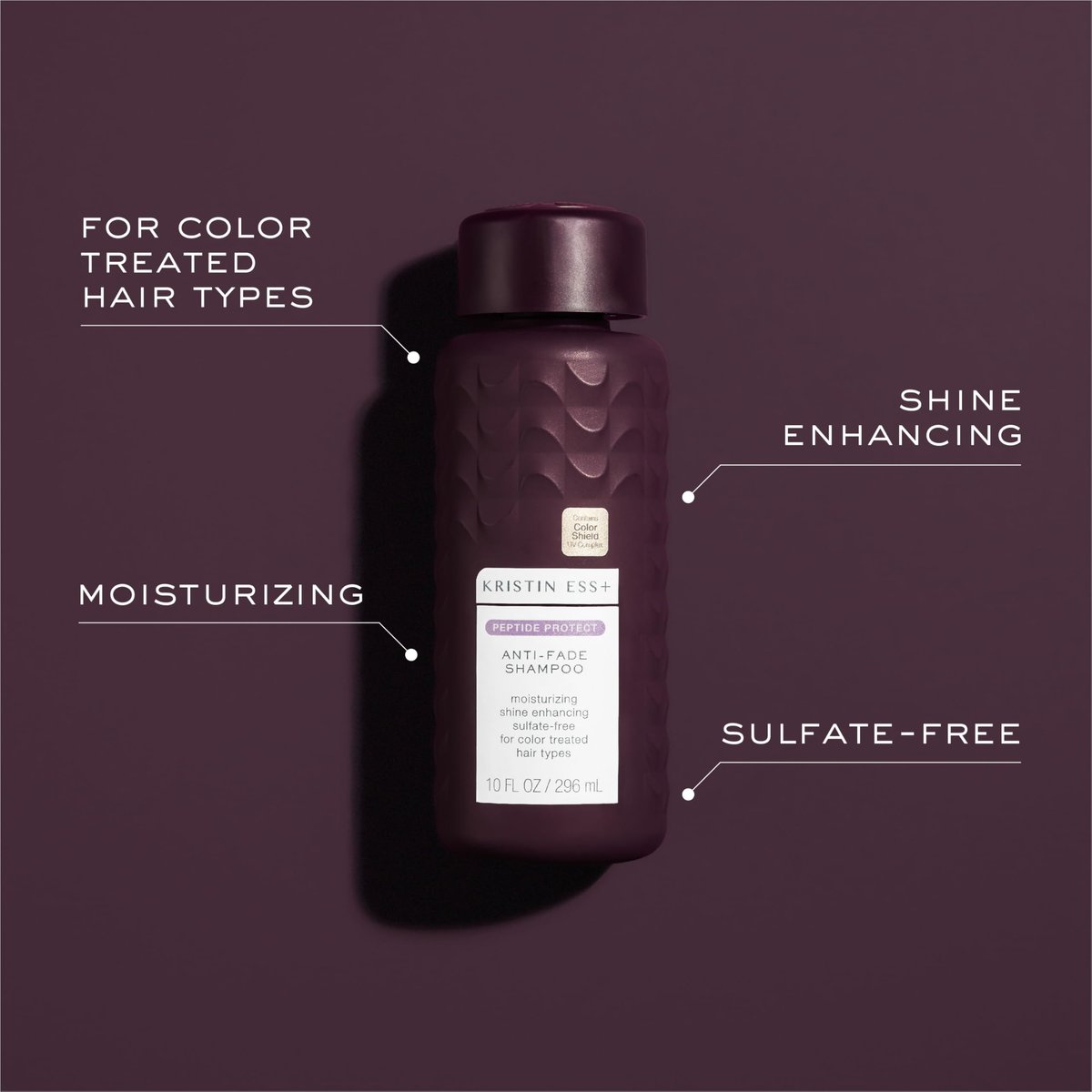 Kristin Ess+ Anti-Fade Moisturizing Shampoo with UV Color Shield & Peptide Technology - Sulfate Free, Paraben Free, Vegan, 10 fl oz Avelisse