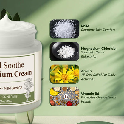 Total Soothe Magnesium Cream with MSM & Arnica – Fast Absorbing, Non-Greasy Magnesium Lotion for Muscle & Joint Comfort, Knees, Soothing Nerve Formula, 100ml Avelisse