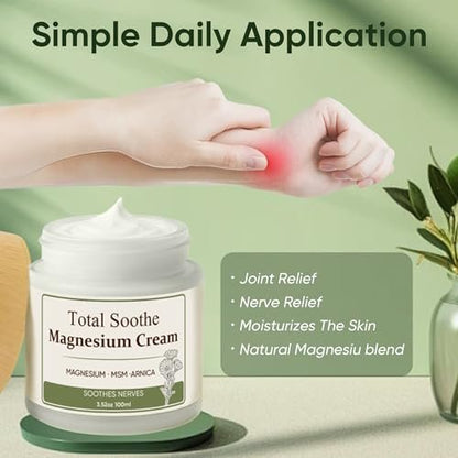 Total Soothe Magnesium Cream with MSM & Arnica – Fast Absorbing, Non-Greasy Magnesium Lotion for Muscle & Joint Comfort, Knees, Soothing Nerve Formula, 100ml Avelisse
