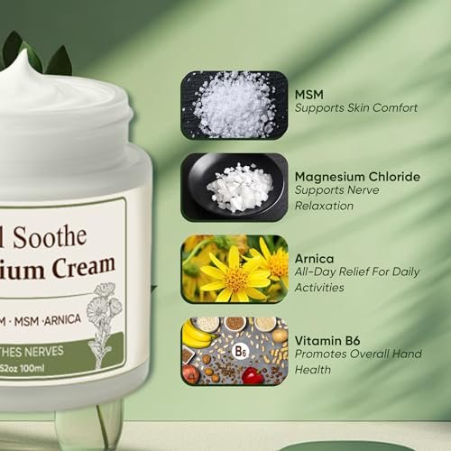Total Soothe Magnesium Cream with MSM & Arnica – Fast Absorbing, Non-Greasy Magnesium Lotion for Muscle & Joint Comfort, Knees, Soothing Nerve Formula, 100ml Avelisse