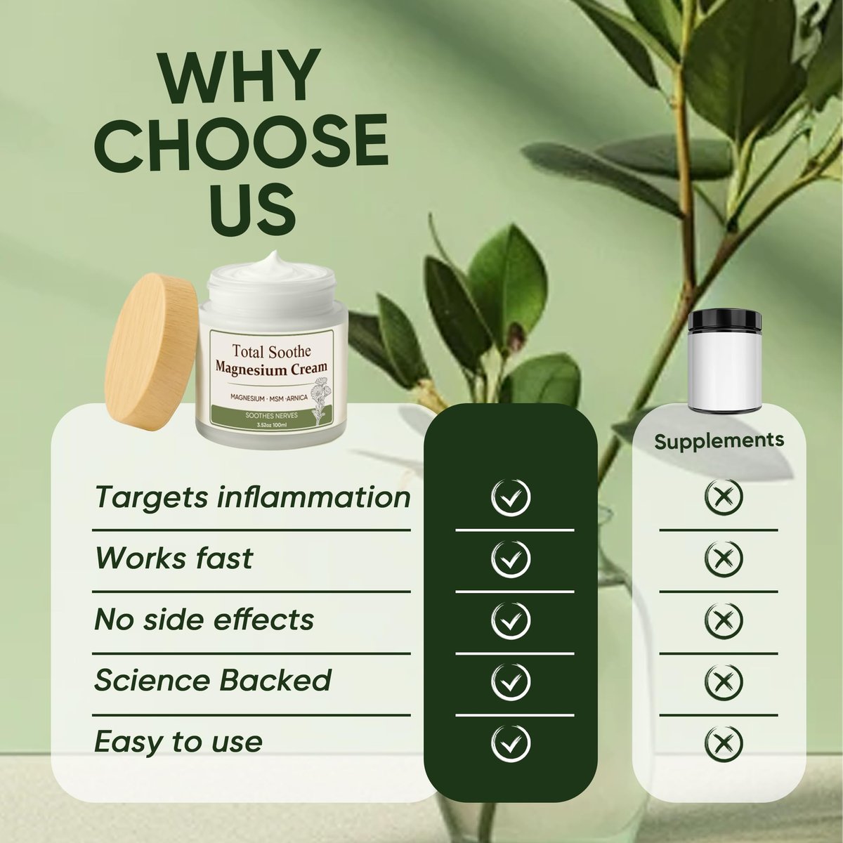 Total Soothe Magnesium Cream with MSM & Arnica – Fast Absorbing, Non-Greasy Magnesium Lotion for Muscle & Joint Comfort, Knees, Soothing Nerve Formula, 100ml Avelisse