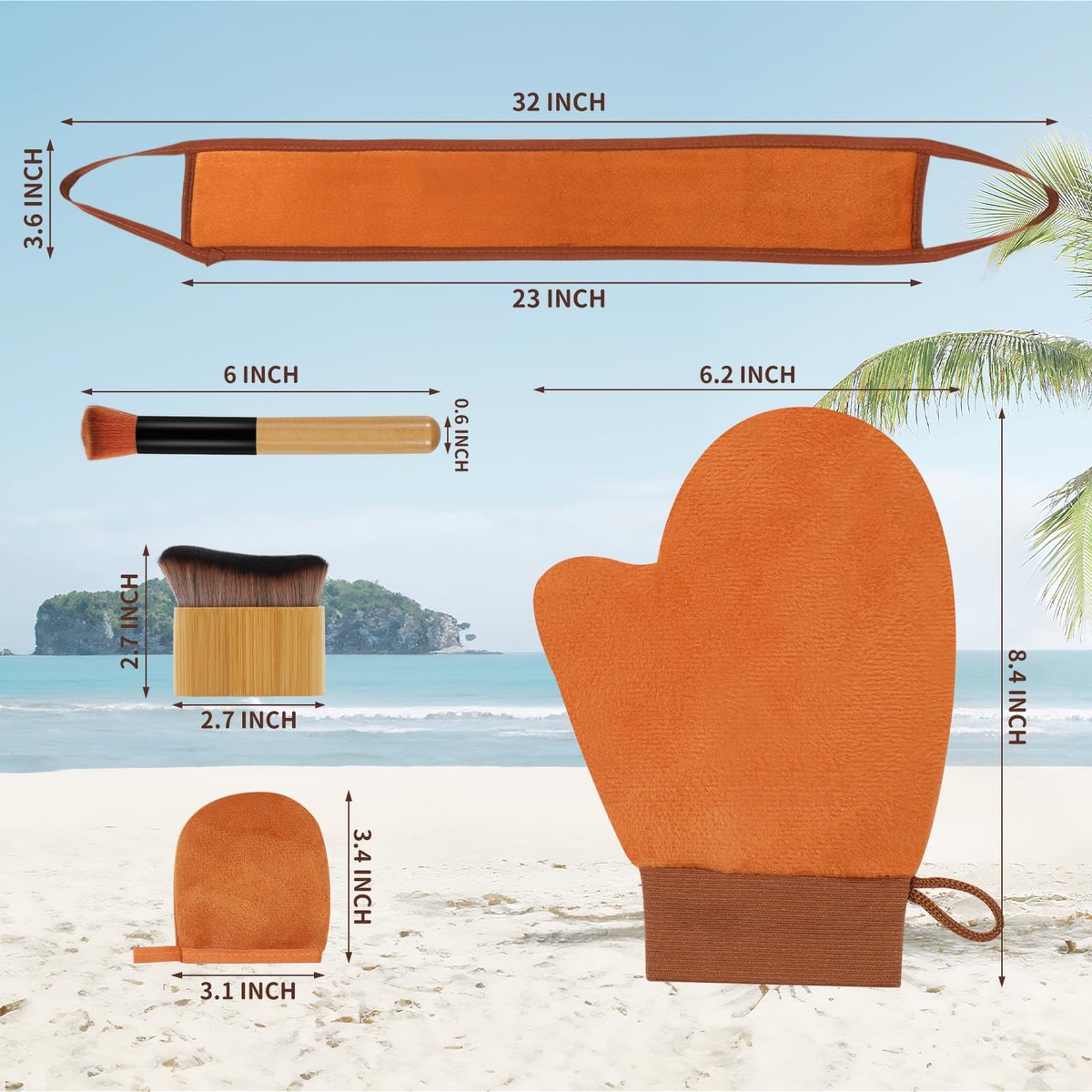 DEBETOOL 5 in 1 Self Tanner Mitt Applicator Kit – Professional Tanning Mitt & Back Applicator with Face Mitt & Body Brush for Streak-Free, Palm-Free Tan - görsel 3