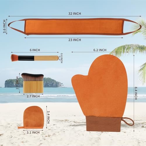 DEBETOOL 5 in 1 Self Tanner Mitt Applicator Kit – Professional Tanning Mitt & Back Applicator with Face Mitt & Body Brush for Streak-Free, Palm-Free Tan - görsel 4
