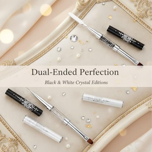 GEMSANVA Double Ended Nail Builder Gel Brush and Palette Set – 3PCS French Tip Brushes, Hard Gel, Flat/Oval Nail Brushes, Liner Brush & Spatula for Salon & DIY Nail Art - görsel 11