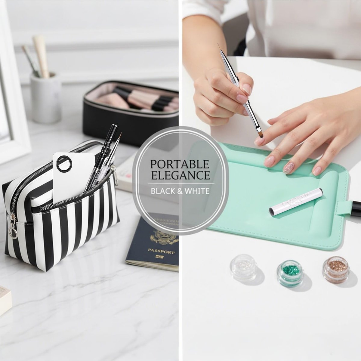 GEMSANVA Double Ended Nail Builder Gel Brush and Palette Set – 3PCS French Tip Brushes, Hard Gel, Flat/Oval Nail Brushes, Liner Brush & Spatula for Salon & DIY Nail Art - görsel 6