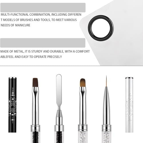 GEMSANVA Double Ended Nail Builder Gel Brush and Palette Set – 3PCS French Tip Brushes, Hard Gel, Flat/Oval Nail Brushes, Liner Brush & Spatula for Salon & DIY Nail Art - görsel 5