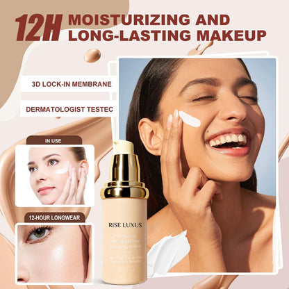 Rise Luxus Ultrablend 4 In 1 Foundation – 2025 Upgrade, Match Skin Color, SPF 50, Glowing Hydrating Waterproof Makeup Avelisse