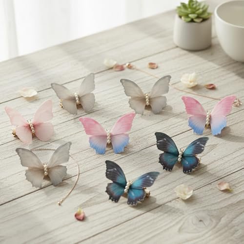 12-Piece Colorful Butterfly Hair Clips Set - Glitter Y2K Hair Jaw Clips for Girls Daily Wear & Back to School - görsel 12