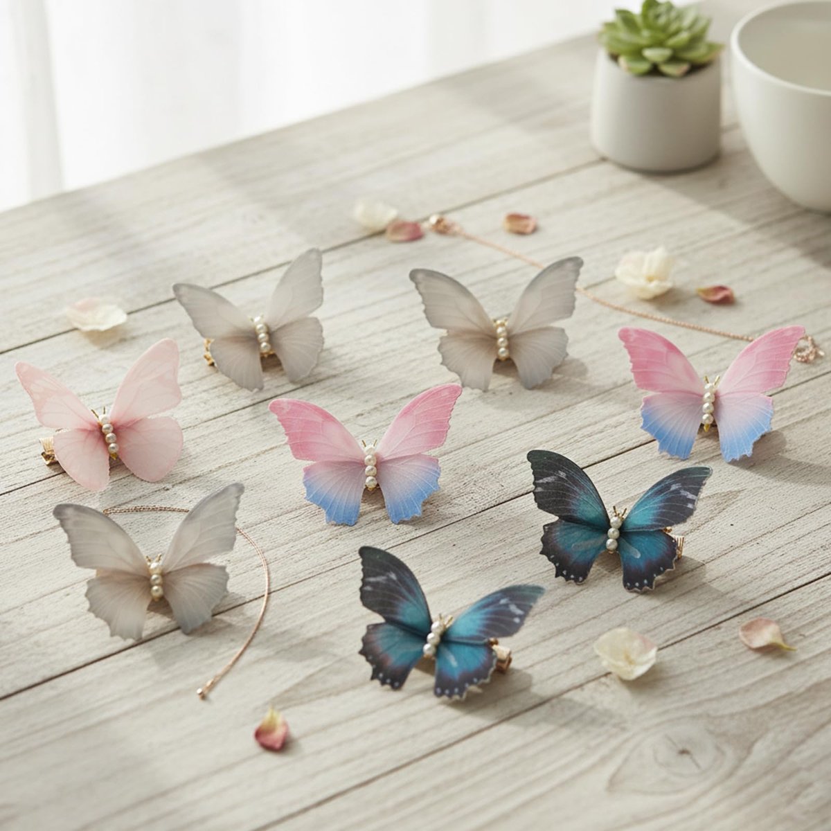 12-Piece Colorful Butterfly Hair Clips Set - Glitter Y2K Hair Jaw Clips for Girls Daily Wear & Back to School - görsel 11